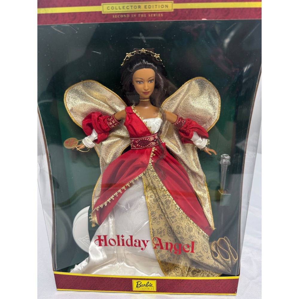 2001 Barbie Holiday Angel Collector Edition Doll Second in Series 50848 Red Gold